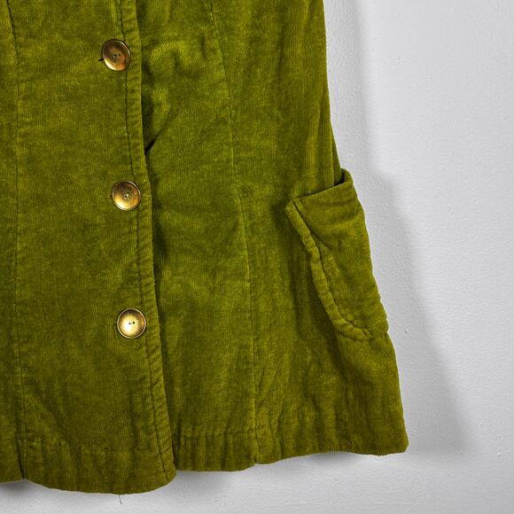 Vintage 1970s Bardinella Designs Terry Cloth Vest Olive Green Cover Up Button Up - Picture 5 of 16
